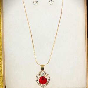 HEART NECKLACE AND EARRINGS SET
